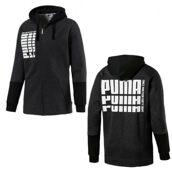 Puma Rebel Up Fleece Mens Hoodie Zip Up Sweat Jumper Charcoal 852407-07 Puma Rebel Up Fleece Mens Hoodie Zip Up Sweat Jumper Charcoal 852407-07
