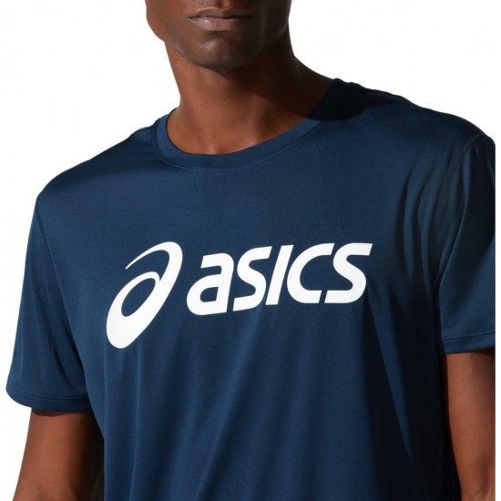 Asics Core Ανδρικό T-shirt Navy Μπλε με Λογότυπο 2011C334-402
