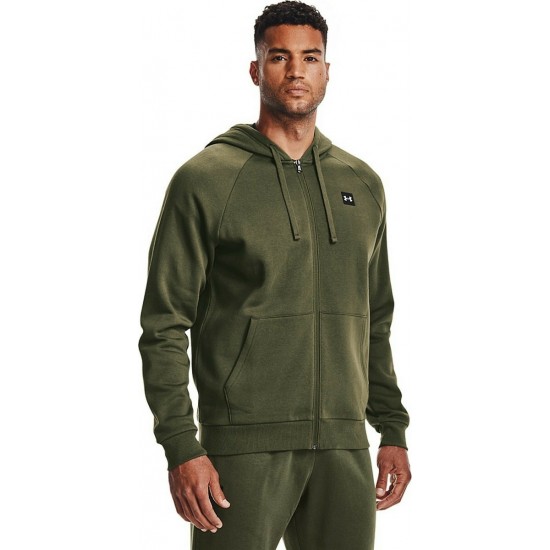 Under Armour Ανδρικό Φούτερ Ζακέτα με Κουκούλα και Τσέπες Fleece Olive 1357111-390
