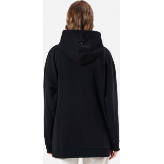Emerson 212.EW21.53-black Μακριά Γυναικεία Φούτερ Ζακέτα με Κουκούλα Μαύρη