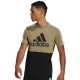 Adidas Essentials Colorblock Ανδρικό T-shirt Khaki-Black με Λογότυπο HE4335