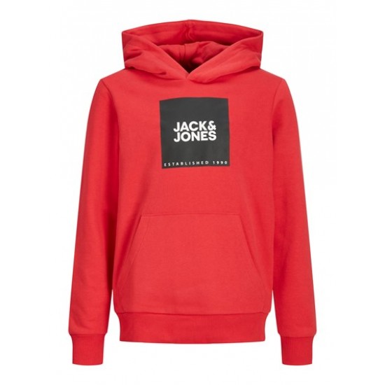 Jack & Jones Fleece Παιδικό Φούτερ με Κουκούλα και Τσέπες 12216390 true red-black