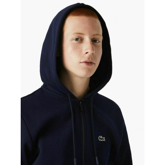 Lacoste Ανδρική Φούτερ Ζακέτα με Κουκούλα και Τσέπες Navy Μπλε SH9626-166 Lacoste Ανδρική Φούτερ Ζακέτα με Κουκούλα και Τσέπες Navy Μπλε SH9626-166