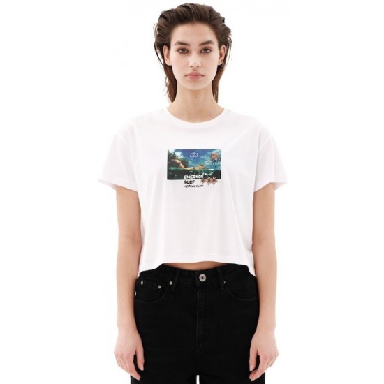 Emerson 231.EW33.78 Γυναικείο T-shirt Λευκό με Στάμπα