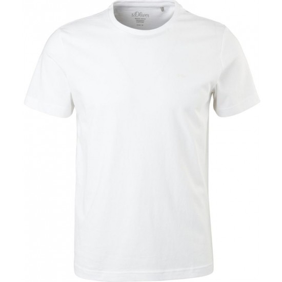 S.Oliver Ανδρικό T-shirt άσπρο Μονόχρωμο 2057430-0100 S.Oliver Ανδρικό T-shirt άσπρο Μονόχρωμο 2057430-0100
