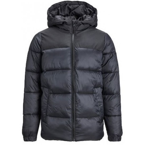 Jack & Jones Παιδικό Καπιτονέ Μπουφάν Κοντό με Κουκούλα Μαύρο και Μπλε 12236884 Jack & Jones Παιδικό Καπιτονέ Μπουφάν Κοντό με Κουκούλα Μαύρο και Μπλε 12236884