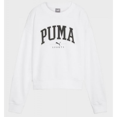 Puma Crew Γυναικείο Φούτερ Χωρίς Κουκούλα Λευκό 682493-02