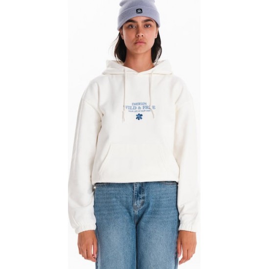 Emerson Cropped Γυναικείο Φούτερ με Κουκούλα Λευκό 242.EW20.45 OFF WHITE Emerson Cropped Γυναικείο Φούτερ με Κουκούλα Λευκό 242.EW20.45 OFF WHITE