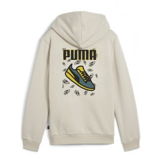 Puma Παιδικό Φούτερ με Κουκούλα και Τσέπες Εκρού Ess+ Logo Lab 628018-68