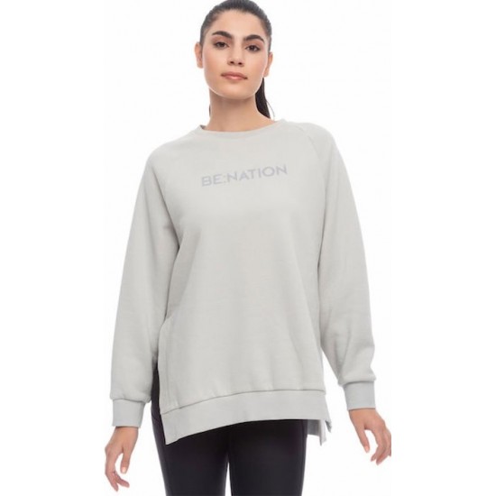 Be:Nation Μακρύ Γυναικείο Φούτερ Ice White 06102301 - 02 Be:Nation Μακρύ Γυναικείο Φούτερ Ice White 06102301 - 02