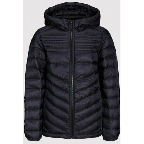 Jack & Jones Παιδικό Καπιτονέ Μπουφάν Κοντό με Κουκούλα Μαύρο 12212568 black Jack & Jones Παιδικό Καπιτονέ Μπουφάν Κοντό με Κουκούλα Μαύρο 12212568 black