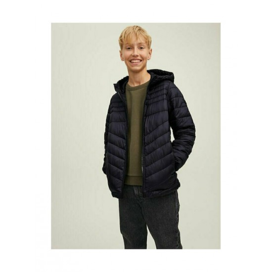 Jack & Jones Παιδικό Καπιτονέ Μπουφάν Κοντό με Κουκούλα Μαύρο 12212568 black Jack & Jones Παιδικό Καπιτονέ Μπουφάν Κοντό με Κουκούλα Μαύρο 12212568 black