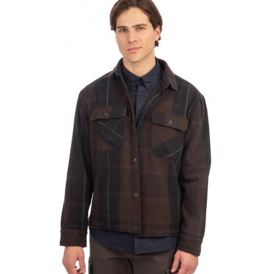 Rebase Overshirt Μακρυμάνικo Φανελένιο Πουκάμισο σε Κανονική Γραμμή Καρό 242RGS-5010 CC8 DARK NAVY Rebase Overshirt Μακρυμάνικo Φανελένιο Πουκάμισο σε Κανονική Γραμμή Καρό 242RGS-5010 CC8 DARK NAVY