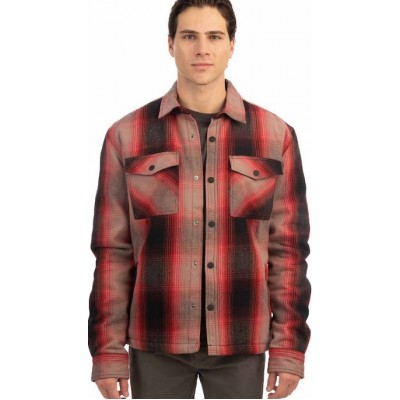 Rebase Overshirt Μακρυμάνικo Φανελένιο Πουκάμισο σε Κανονική Γραμμή Καρό RGS-5010   CC28 RED GREIGE