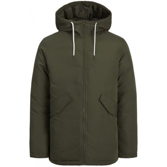 JJ Rebel by Jack & Jones Χειμωνιάτικο Μπουφάν Παρκά Αντιανεμικό Λαδί 12264070-Forest Night JJ Rebel by Jack & Jones Χειμωνιάτικο Μπουφάν Παρκά Αντιανεμικό Λαδί 12264070-Forest Night
