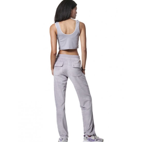 Body Action Παντελόνι Φόρμας Βελουτέ 021436-Lilac Grey Body Action Παντελόνι Φόρμας Βελουτέ 021436-Lilac Grey