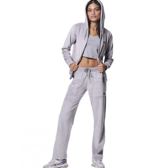 Body Action Παντελόνι Φόρμας Βελουτέ 021436-Lilac Grey Body Action Παντελόνι Φόρμας Βελουτέ 021436-Lilac Grey
