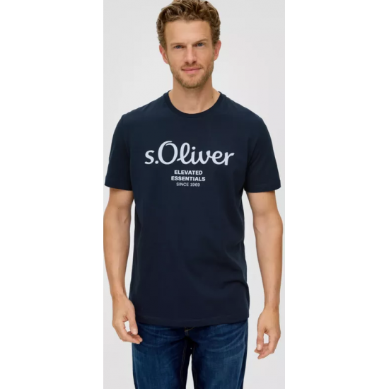 S.Oliver Men Cotton Classic T-shirt with a logo print 2139909-59d1 S.Oliver Men Cotton Classic T-shirt with a logo print 2139909-59d1