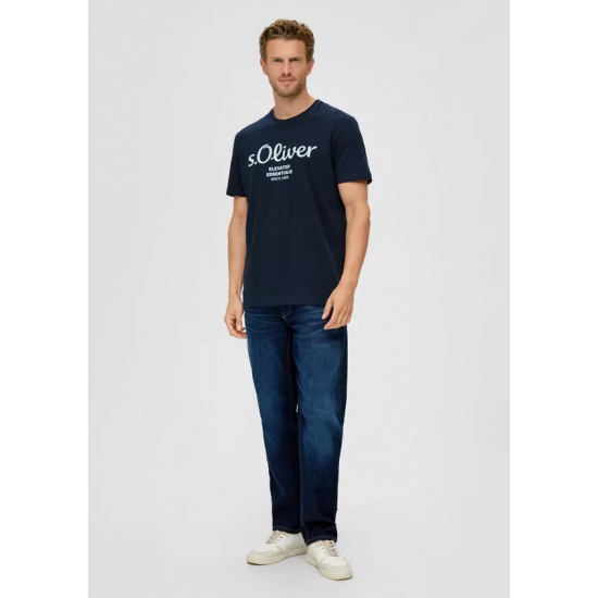 S.Oliver Men Cotton Classic T-shirt with a logo print 2139909-59d1 S.Oliver Men Cotton Classic T-shirt with a logo print 2139909-59d1