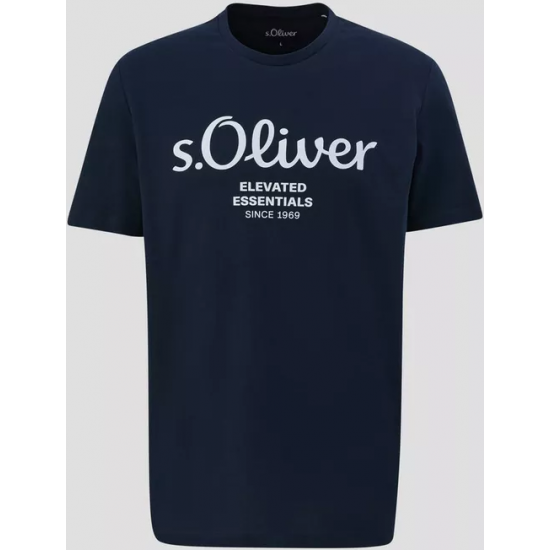 S.Oliver Men Cotton Classic T-shirt with a logo print 2139909-59d1 S.Oliver Men Cotton Classic T-shirt with a logo print 2139909-59d1