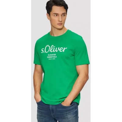 S.Oliver Men Cotton Classic T-shirt with a logo print 2139909-75d1 S.Oliver Men Cotton Classic T-shirt with a logo print 2139909-75d1