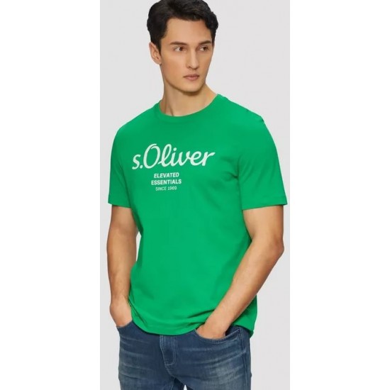 S.Oliver Men Cotton Classic T-shirt with a logo print 2139909-75d1 S.Oliver Men Cotton Classic T-shirt with a logo print 2139909-75d1