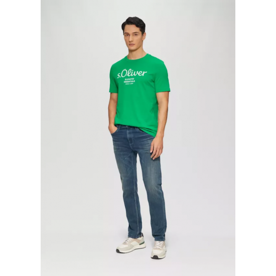 S.Oliver Men Cotton Classic T-shirt with a logo print 2139909-75d1 S.Oliver Men Cotton Classic T-shirt with a logo print 2139909-75d1