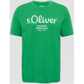 S.Oliver Men Cotton Classic T-shirt with a logo print 2139909-75d1 S.Oliver Men Cotton Classic T-shirt with a logo print 2139909-75d1