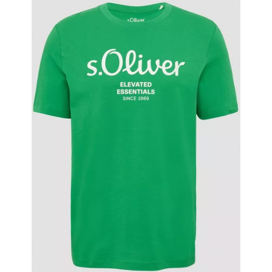 S.Oliver Men Cotton Classic T-shirt with a logo print 2139909-75d1 S.Oliver Men Cotton Classic T-shirt with a logo print 2139909-75d1
