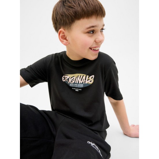 Jack & Jones Παιδική Μπλούζα Κοντομάνικη Μαυρο 12278350 black Jack & Jones Παιδική Μπλούζα Κοντομάνικη Μαυρο 12278350 black