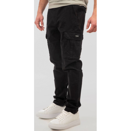 Rebase Παντελόνι Cargo Ελαστικό Black 251rccp-4026 black Rebase Παντελόνι Cargo Ελαστικό Black 251rccp-4026 black