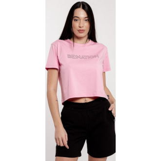 Be:Nation Γυναικείο Crop Top Κοντομάνικο Pink 05112503-08