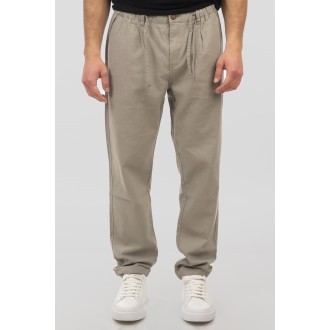 Rebase Chinos Linen Blend Pants with Elasticated 251RCP-4031 stone Rebase Chinos Linen Blend Pants with Elasticated 251RCP-4031 stone