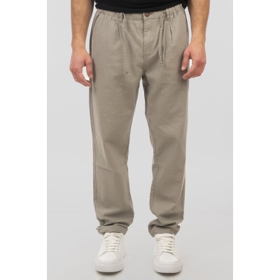 Rebase Chinos Linen Blend Pants with Elasticated 251RCP-4031 stone Rebase Chinos Linen Blend Pants with Elasticated 251RCP-4031 stone