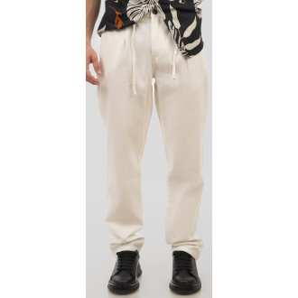 Rebase Chinos Linen Blend Pants with Elasticated Waistband 251RCP-4031 linen white Rebase Chinos Linen Blend Pants with Elasticated Waistband 251RCP-4031 linen white