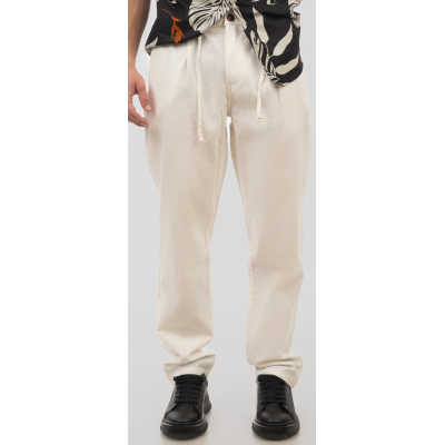 Rebase Chinos Linen Blend Pants with Elasticated Waistband 251RCP-4031 linen white Rebase Chinos Linen Blend Pants with Elasticated Waistband 251RCP-4031 linen white
