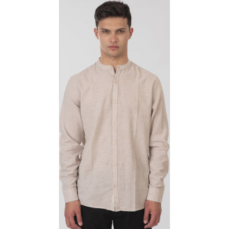 Rebase Long Sleeve Mao Linen Shirt 251RGS-5057 beige