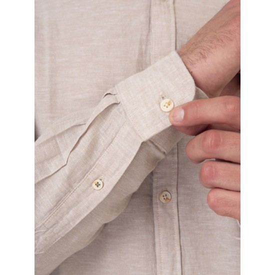 Rebase Long Sleeve Mao Linen Shirt 251RGS-5057 beige Rebase Long Sleeve Mao Linen Shirt 251RGS-5057 beige