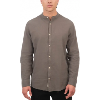 Rebase Long Sleeve Mao Linen Shirt 251RGS-5057 olive