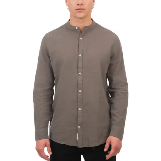 Rebase Long Sleeve Mao Linen Shirt 251RGS-5057 olive Rebase Long Sleeve Mao Linen Shirt 251RGS-5057 olive