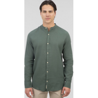 Rebase Long Sleeve Mao Linen Shirt 251RGS-5057 forest green Rebase Long Sleeve Mao Linen Shirt 251RGS-5057 forest green