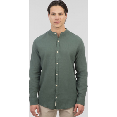 Rebase Long Sleeve Mao Linen Shirt 251RGS-5057 forest green Rebase Long Sleeve Mao Linen Shirt 251RGS-5057 forest green