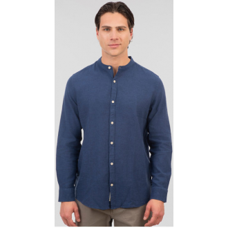 Rebase Long Sleeve Mao Linen Shirt 251RGS-5057 indigo Rebase Long Sleeve Mao Linen Shirt 251RGS-5057 indigo