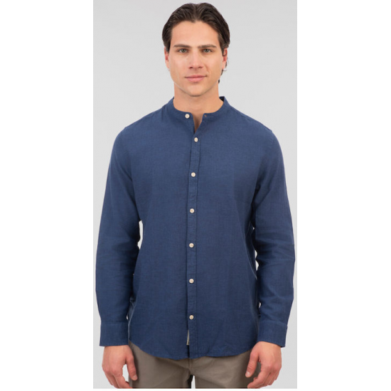 Rebase Long Sleeve Mao Linen Shirt 251RGS-5057 indigo Rebase Long Sleeve Mao Linen Shirt 251RGS-5057 indigo