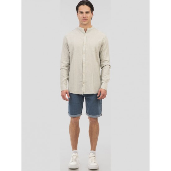 Rebase Long Sleeve Mao Linen Shirt 251RGS-5057 sage green Rebase Long Sleeve Mao Linen Shirt 251RGS-5057 sage green