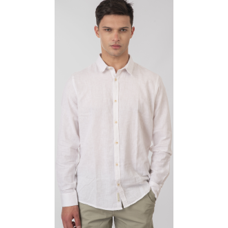 Rebase Shirts Blend with Standard Collar and Long Sleeves 251rgs-5056 linen white