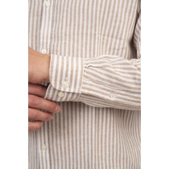 Rebase Shirts Linen Blend with Mao Collar and Long Sleeves 251rgs-5063 cc82 beige white Rebase Shirts Linen Blend with Mao Collar and Long Sleeves 251rgs-5063 cc82 beige white