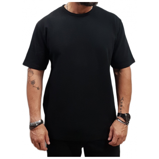 Rebase T-Shirts in Waffle Fabric Relaxed Fit 251RTS-9040 black Rebase T-Shirts in Waffle Fabric Relaxed Fit 251RTS-9040 black