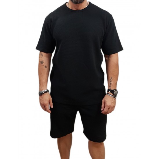 Rebase T-Shirts in Waffle Fabric Relaxed Fit 251RTS-9040 black Rebase T-Shirts in Waffle Fabric Relaxed Fit 251RTS-9040 black