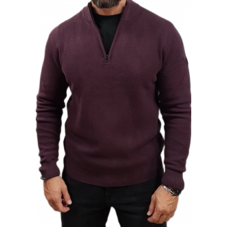 Rebase Dark Green - Zip Neck Μπλούζες Πλεκτό 252rknit-8037 aubergine Rebase Dark Green - Zip Neck Μπλούζες Πλεκτό 252rknit-8037 aubergine